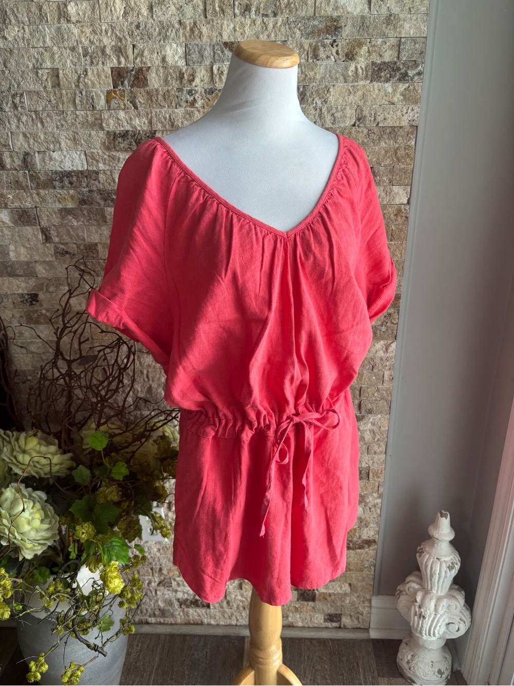Universal Thread Coral V-Neck Drawstring Romper
